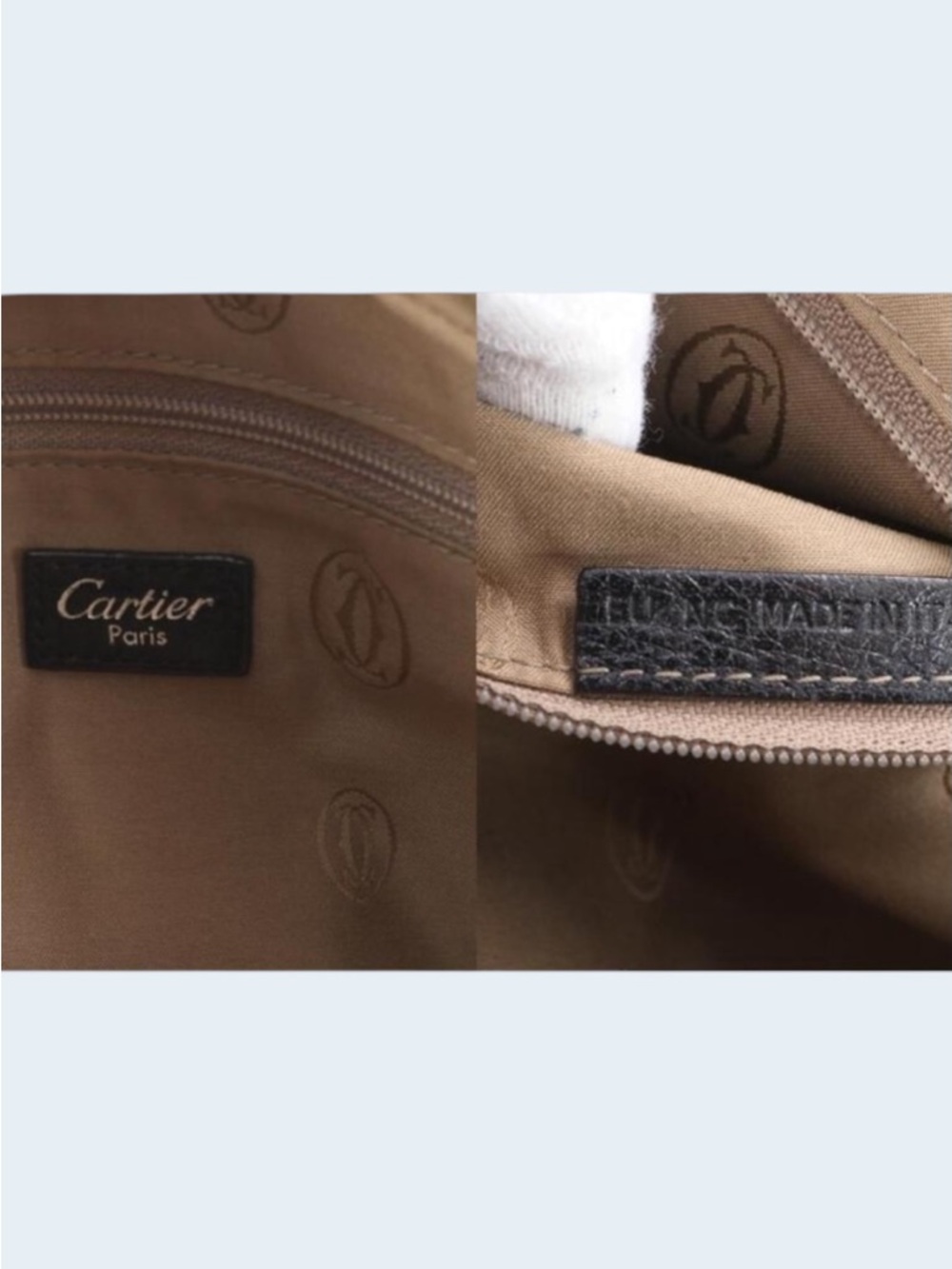 Cartier Black Leather Bag Embossed Logo - Picture 12 of 16
